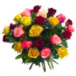 Bouquet assortito di rose corte in vari colori